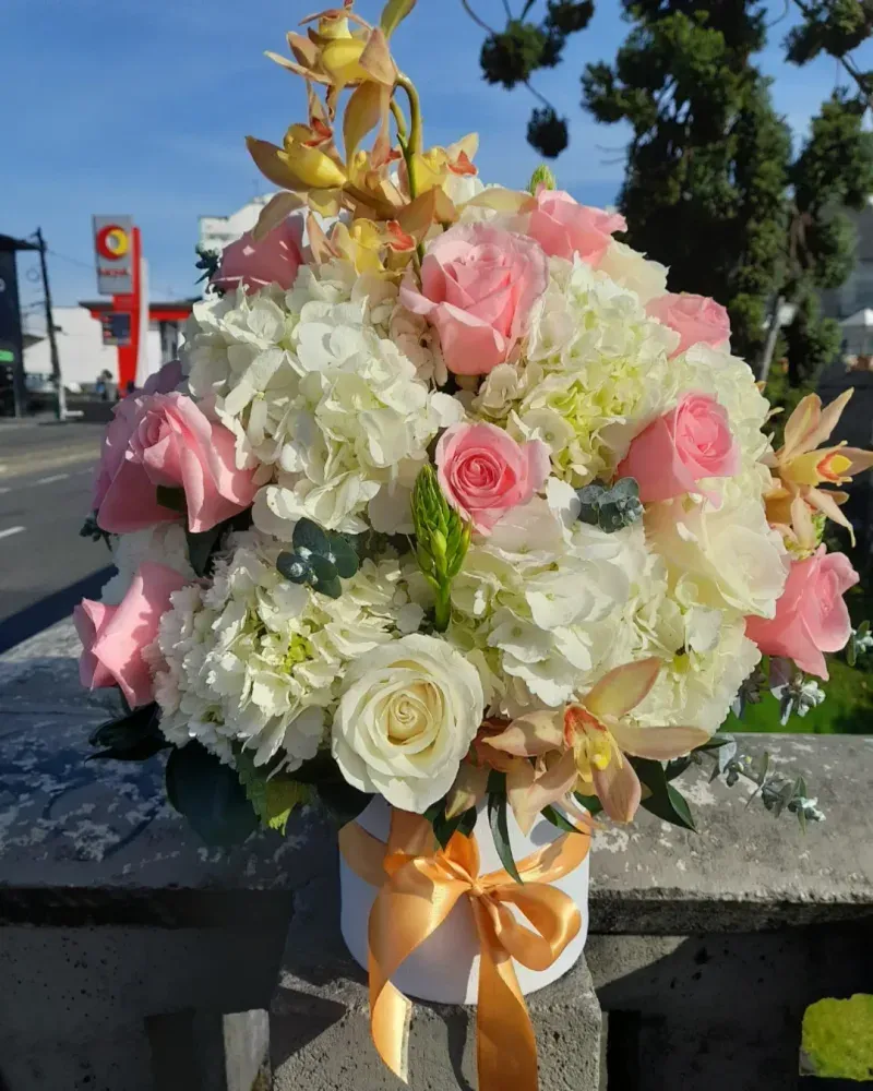 Caja de Cumpleaños con Rosas y Girasoles a domicilio en Manizales — Jardín Primavera Floristería